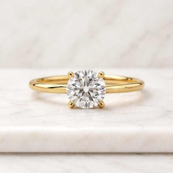 Brilliant 3 CT Round Cut Lab Grown Diamond Engagement Ring IGI Certified Ring 14K Yellow Gold Ring Round Solitaire Ring Anniversary Ring
