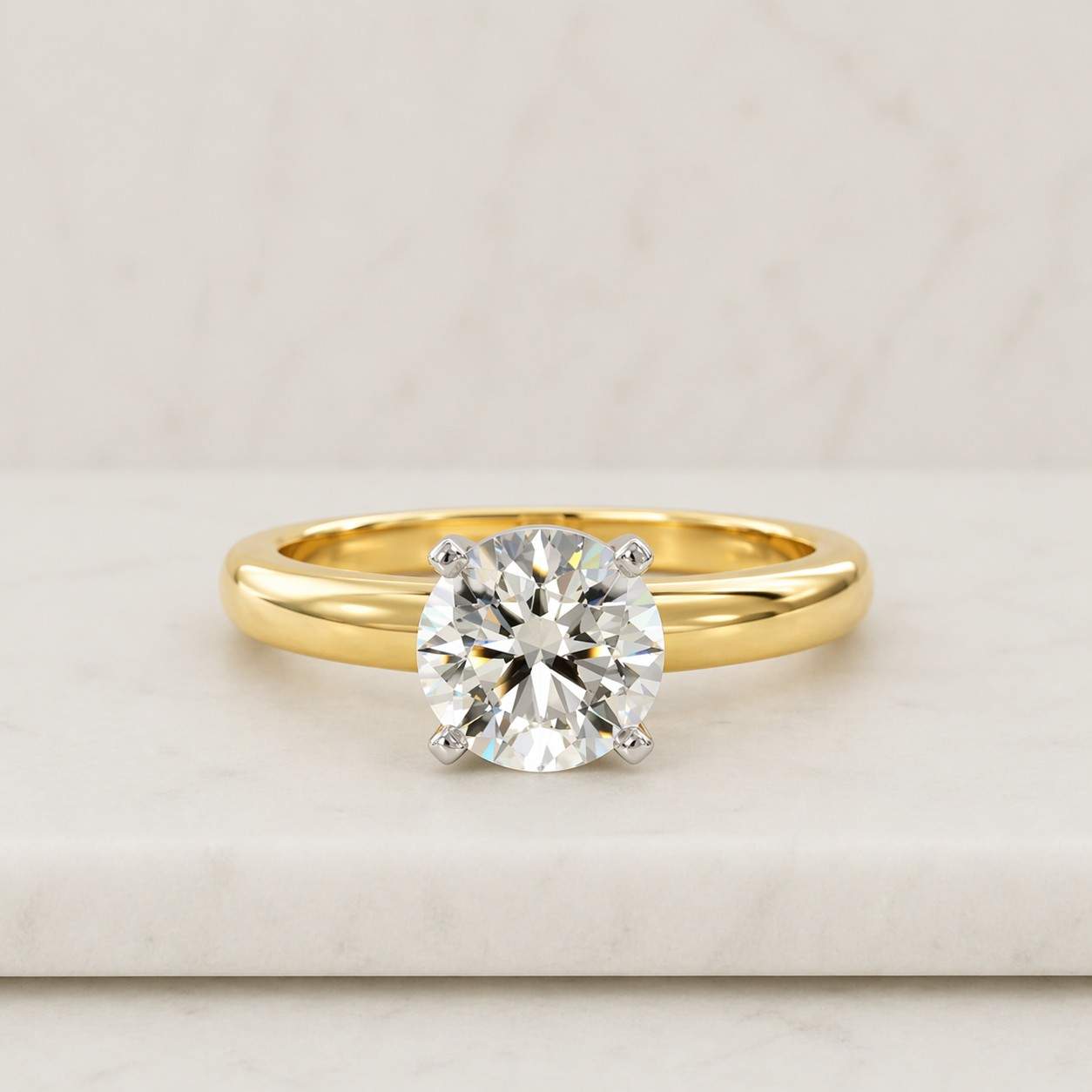 3 ct round cut solitaire engagement ring igi certified lab grown diamond 14k solid gold classic prong setting bridal ring.