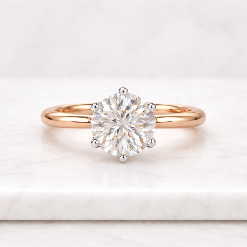 IGI CERTIFIED 3 Carat F Color VS1 Clarity Round Brilliant Ideal Cut Diamond Solitaire Engagement Ring Lab Grown CVD Diamond 14k White Gold
