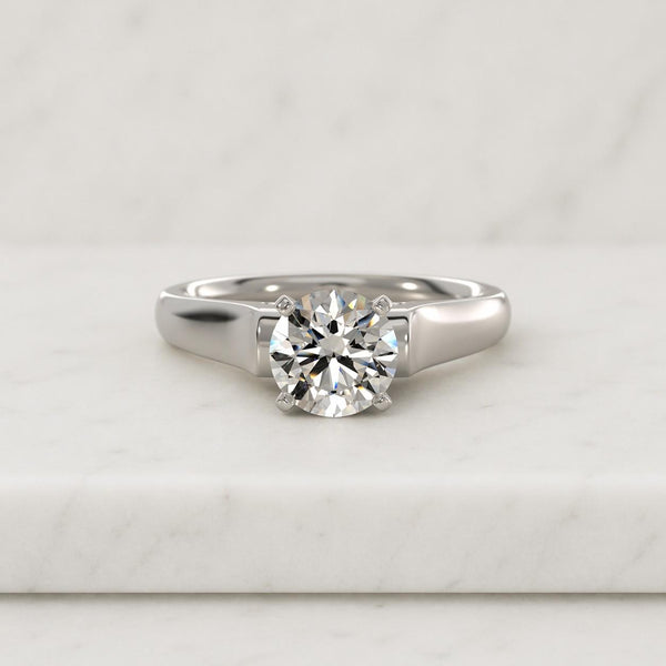 1 Carat Moissanite Ring 14K Solid Yellow Gold Moissanite Ring, Timeless Minimalist Wedding Ring, Classic Round Solitaire Engagement Ring
