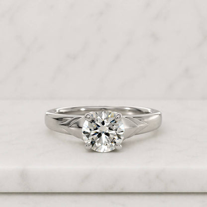 2 CT Round Cut Lab Grown Diamond Solitaire Ring Solid Gold 4 Prong Engagement Ring Two Tone Metal Ring Classic Bridal Jewelry Gift For Her

