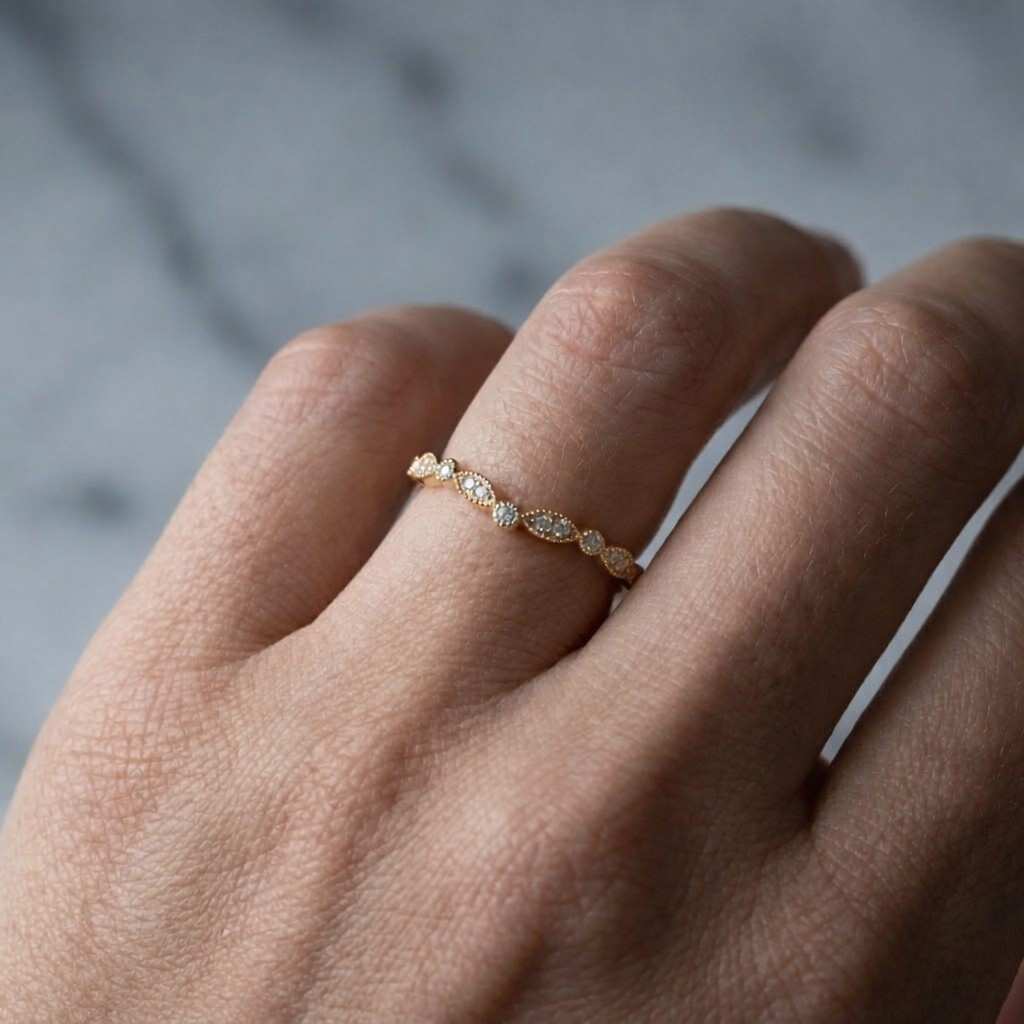 art deco lab diamond wedding band for women gold eternity band rose gold matching band for couple ring chevron band proposal ring for her
