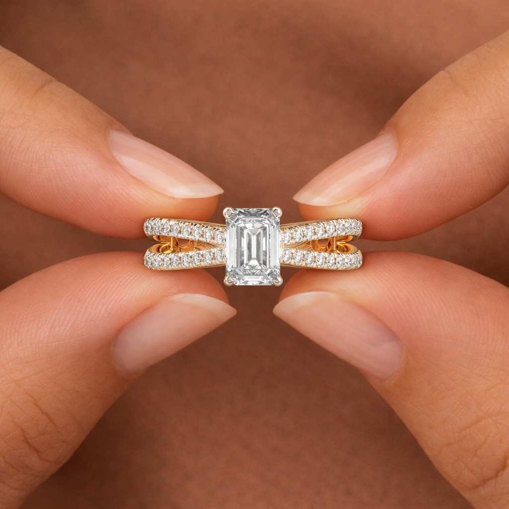 sparkle ring shiny ring gemstone ring center stone ring four prong ring polished ring yellow gold ring wedding jewelry bridal jewelry ring for her gift ring luxury jewelry