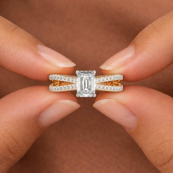 sparkle ring shiny ring gemstone ring center stone ring four prong ring polished ring yellow gold ring wedding jewelry bridal jewelry ring for her gift ring luxury jewelry
