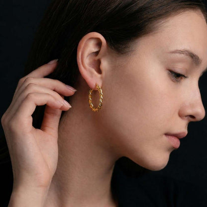 spiral hoop earrings rope twist earrings braided gold hoops twisted jewelry round hoop earrings smooth earrings glossy earrings
