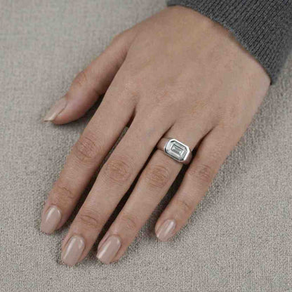 square bezel ring comfort band wide silver ring high polish ring frosted ring elegant jewelry unique jewelry handmade ring silver accessory cool jewelry premium ring designer jewelry gift for him gift for her trendy ring