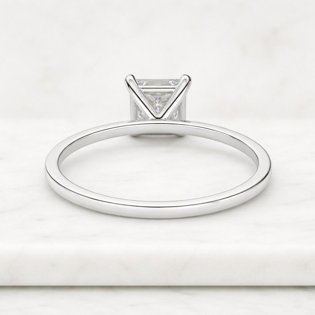solid gold princess cut moissanite engagement ring, promise ring