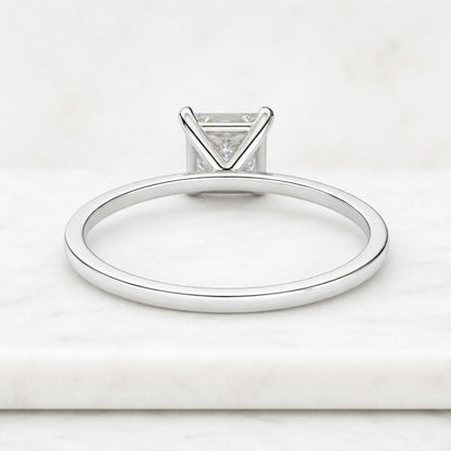 Solid Gold Princess Cut Moissanite Engagement Ring, Promise Ring