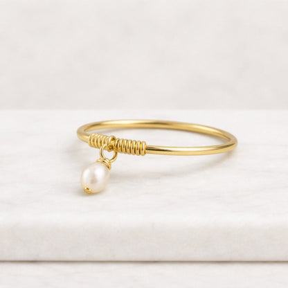 stack ring set layering jewelry handmade gift pearl design ring subtle ring cute jewelry bridal jewelry wedding jewelry pearl style ring daily jewelry petite jewelry minimalist fashion pearl gift ring
