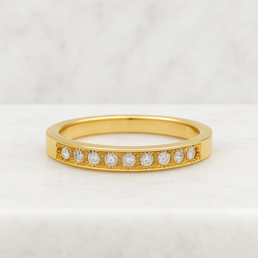 stacking ring promise Bridal ring Anniversary 14k Solid Gold Half Eternity Band  Round Cut Lab Grown Wedding Ring