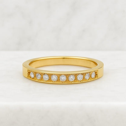 stacking ring promise Bridal ring Anniversary 14k Solid Gold Half Eternity Band  Round Cut Lab Grown Wedding Ring