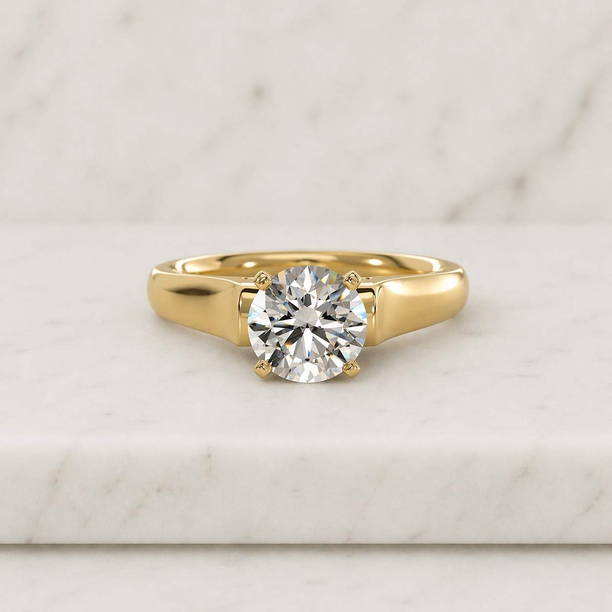 1.00ct round lab grown diamond ring, solitaire diamond engagement ring, round wedding ring for her, handmade diamond ring
