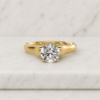 1.00CT Round Lab Grown Diamond Ring, Solitaire Diamond Engagement Ring, Round Wedding Ring For Her, Handmade Diamond Ring

