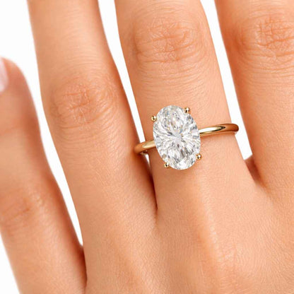 2.5 Carat F VS1 Oval Lab Grown Diamond Hidden Halo Engagement Ring / High Set Cathedral Tapered Shank Ring / 14k Yellow Gold Proposal Ring
