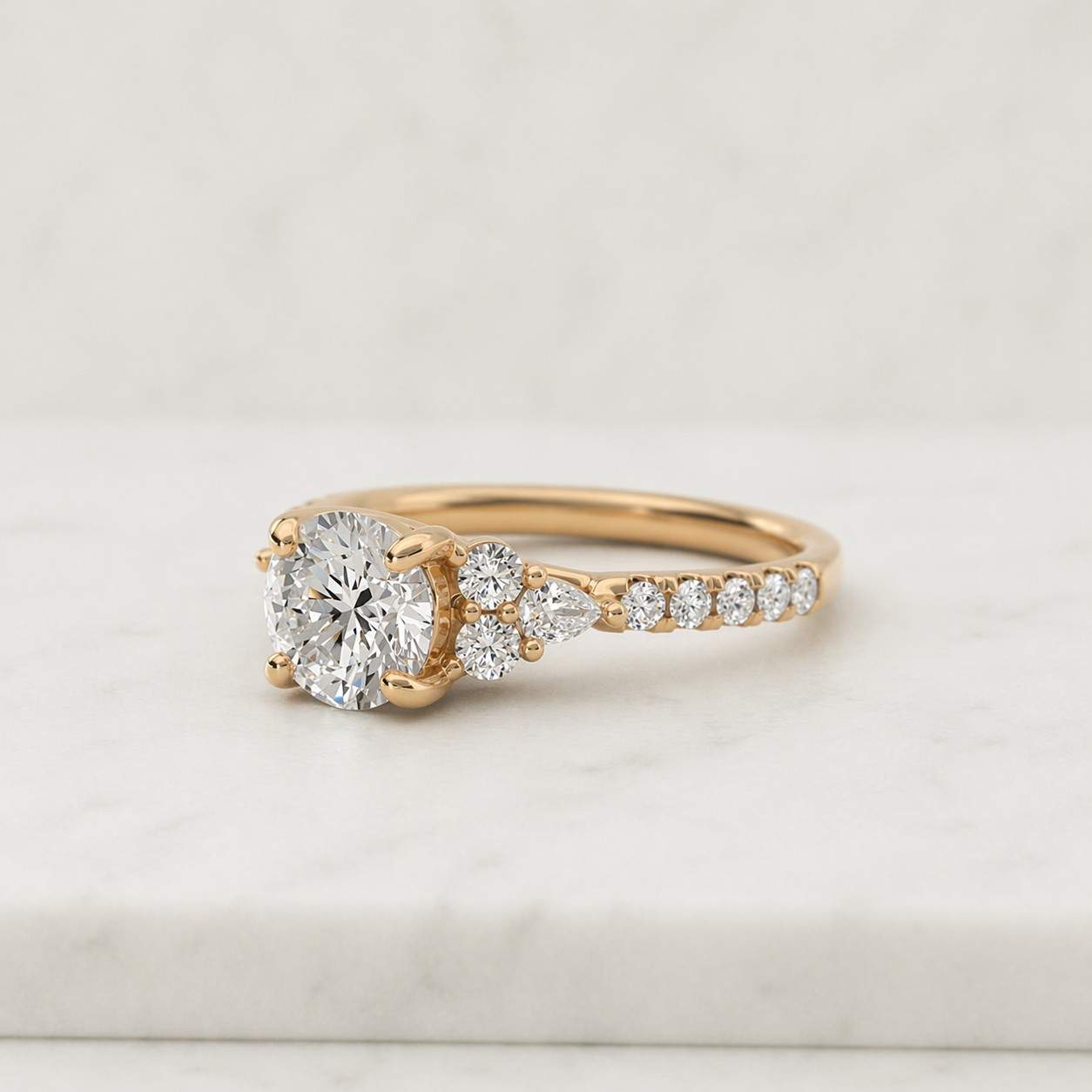 1.5 CT Lab Grown Diamond Engagement Ring, Three Stone Diamond Ring, IGI Certified Diamond Ring, 14K Rose Gold Anniversary Gift For Her
