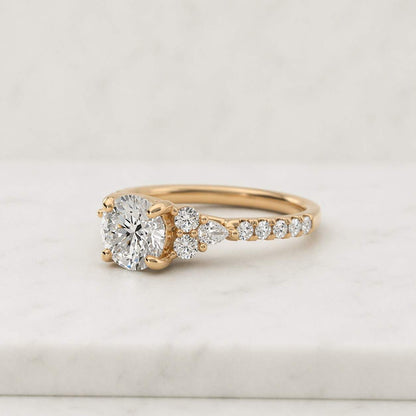 1.5 CT Lab Grown Diamond Engagement Ring, Three Stone Diamond Ring, IGI Certified Diamond Ring, 14K Rose Gold Anniversary Gift For Her
