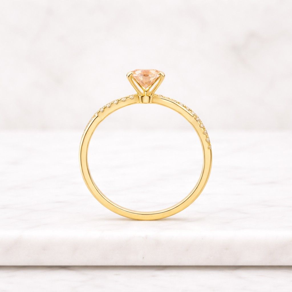 pink diamond oval shape lab grown engagement ring | hidden halo with pave round diamonds | igi certified | 10k 14k 18k gold & silver