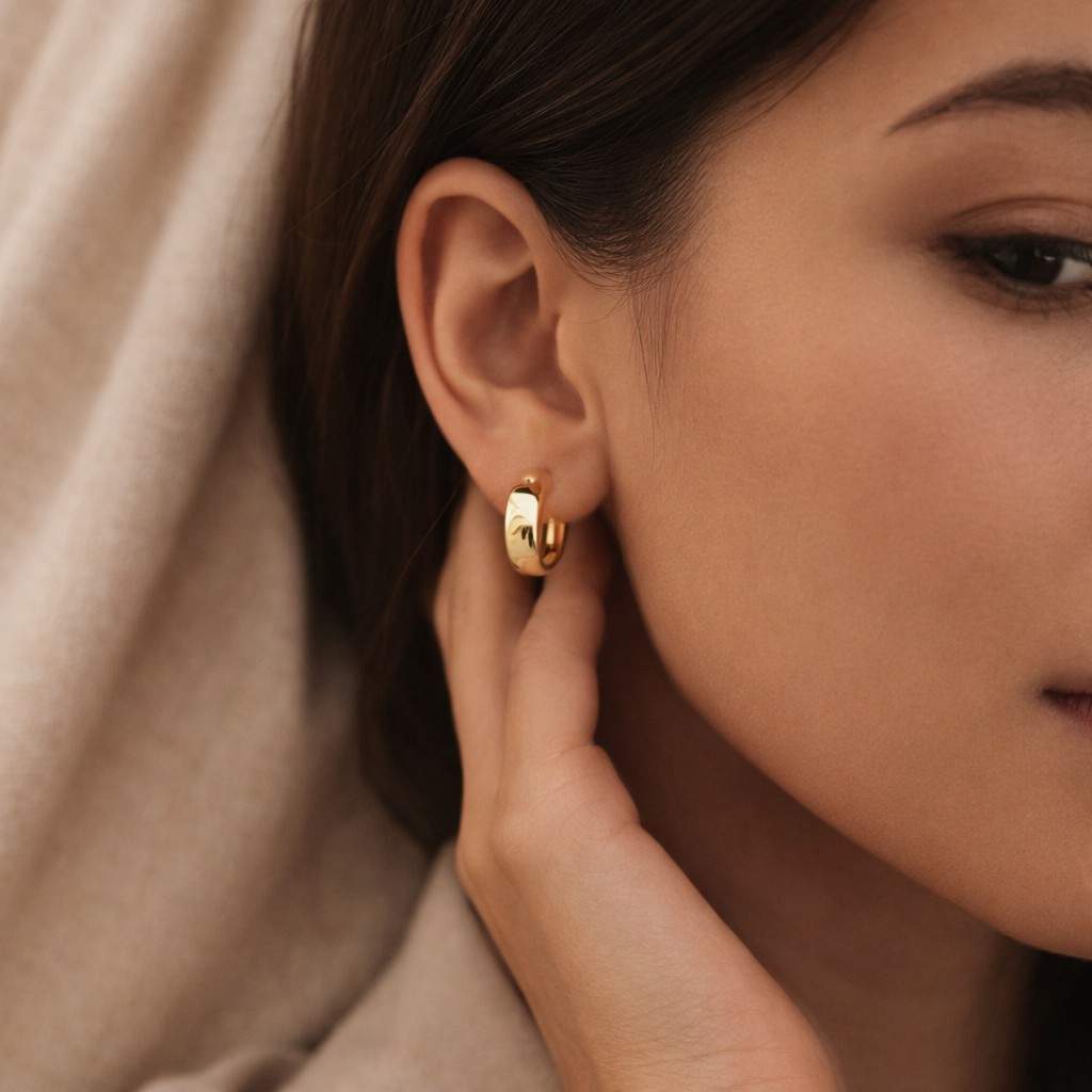 gold hoops, 14k chunky gold huggies, everyday earrings in gold, 14k gold plain thick huggies, solid gold hoops, 13mm or 15mm size option
