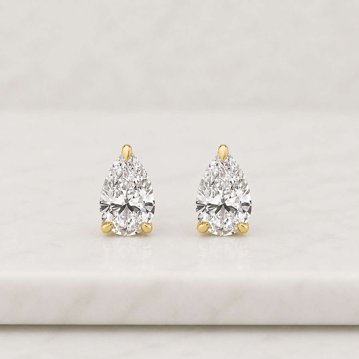 pear cut lab created diamond solitaire stud earrings, 2.10 tcw eco friendly diamond minimalist earrings, anniversary gift for wife
