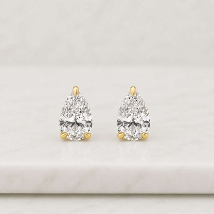 Pear Cut Lab Created Diamond Solitaire Stud Earrings, 2.10 TCW Eco Friendly Diamond Minimalist Earrings, Anniversary Gift For Wife
