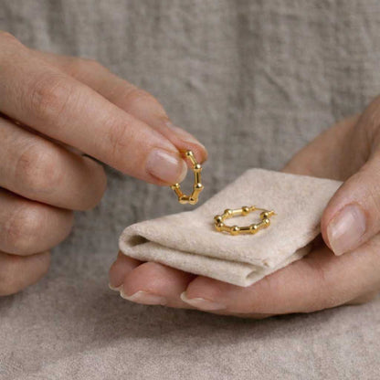 10K Solid Gold Small Beaded Hoop Earrings, Real Solid Gold Dainty Small Beads Huggies, Yellow Gold Simple Beaded Hoops, Valentine's Day gift