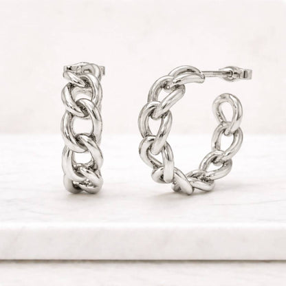 sterling silver hoops 925 silver earrings platinum hoop earrings silver chain earrings platinum jewelry white metal hoops silver tone earrings