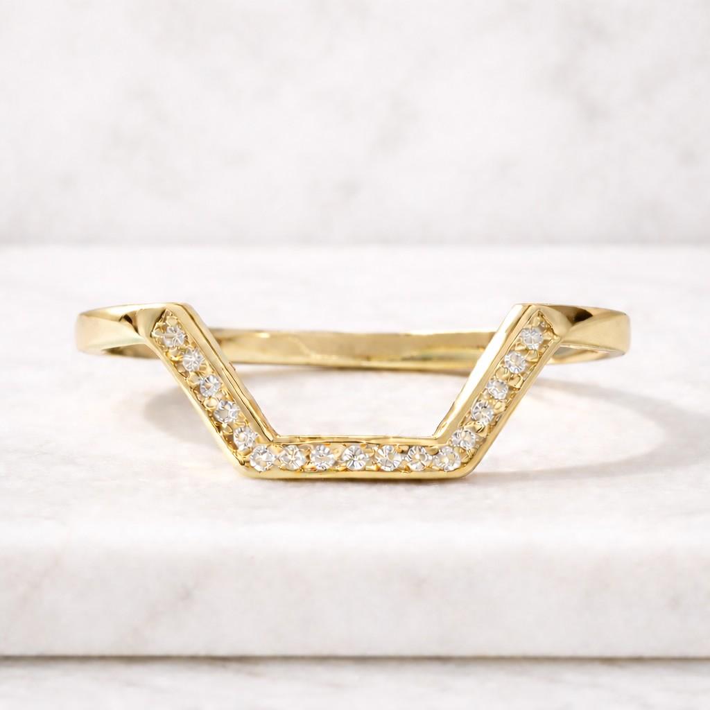 Round Lab Grown Diamond Curved Ring Sustainable Wedding Band for Women Lab Create Diamond Band Ring Anniversary Gift for Wife