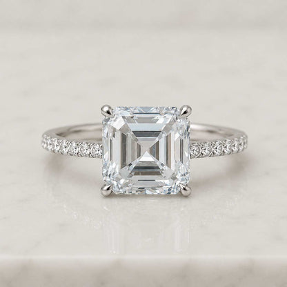1.5ct, E, VVS2, IGI Certified Diamond Engagement Ring Asscher Cut Diamond Hidden Halo Ring Lab Grown Diamond Ring Step Cut Diamond Ring