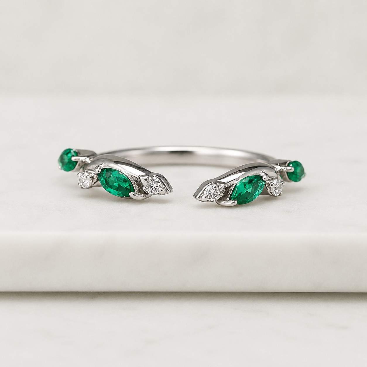 sterling silver ring 925 silver ring platinum ring silver emerald ring platinum emerald ring