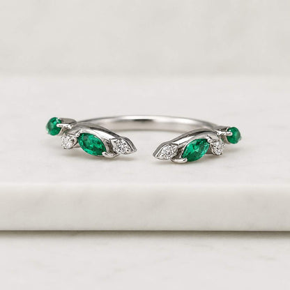 sterling silver ring 925 silver ring platinum ring silver emerald ring platinum emerald ring