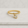 Heart Cut Lab Grown Diamond Beaded Charm Ring in 14K Yellow Gold