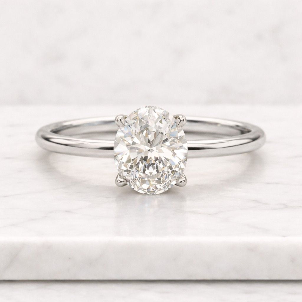 14k solid gold oval cut lab diamond engagement ring / igi certified f vs1 diamond solitaire ring / unique wedding band / gift for fiancee