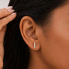 14K Gold Round Cut Lab Grown Diamond Three Stone Stud Earrings