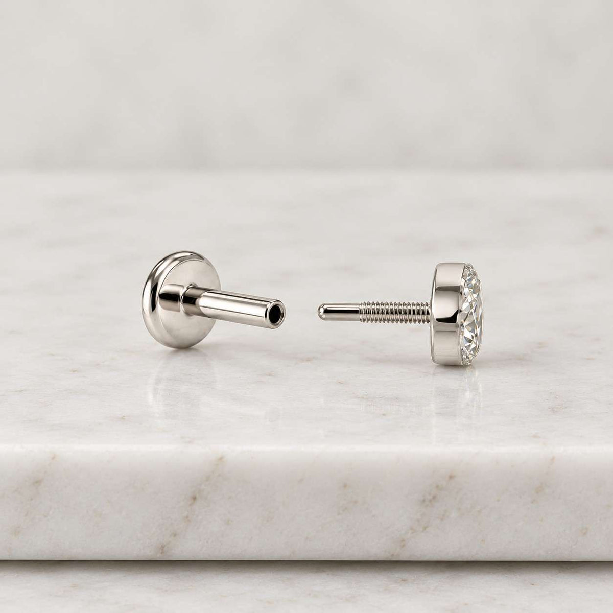 14k pear lab grown diamond flat back single stud
