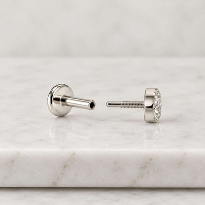 14K Pear Lab Grown Diamond Flat Back Single Stud
