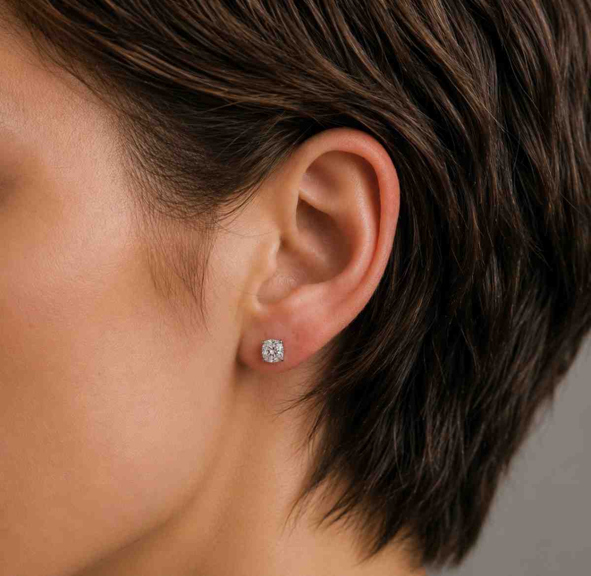 cushion cut lab diamond studs igi certified 14k 18k gold minimalist solitaires gift for her
