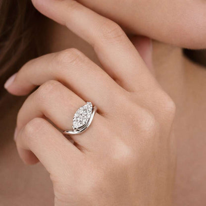 swoop ring sculptural ring floating stone prong setting claw setting comfort fit luxury ring band bridal jewelry engagement jewelry fine ring