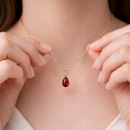 teardrop necklace gemstone pendant red crystal necklace fine jewelry women necklace everyday necklace simple pendant elegant necklace classic necklace modern necklace