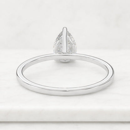 0.7CT Pear Shape Engagement Ring 14k Gold Prong Setting Pear Shaped Lab Grown Diamond Engagement Ring, Dainty Proposal Ring
