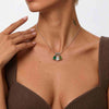 Pear Cut Multi Gemstone Teardrop Necklace in White Gold