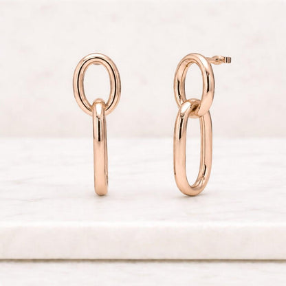 Sterling Silver Chain Link Earrings, Paperclip Dangle Earrings, Minimalist Oval Drop Jewelry, Modern Geometric Accessory, Gift for Her