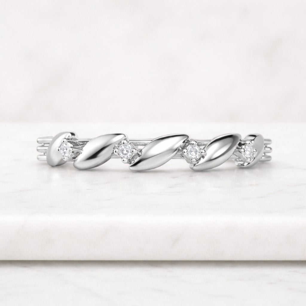 Solid Gold Leaf Wedding Ring 14k Gold Nature Inspired Ring for Women Minimalist Floral Ring Dainty Vine Ring Real Lab Marquise Diamond Band
