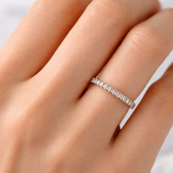 Moissanite Diamond Eternity Band Pave Set White Gold, Wedding Bands, anniversary gift for her, wedding band, Statement ring, Engagement ring
