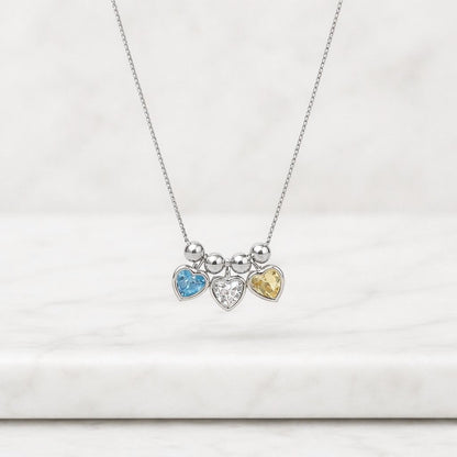 Gold Plated Two Heart Birthstone Couple Necklace, Personalized Gift, Couple Love Necklace, Gift for her, Everyday Necklace, Christmas Gift
