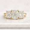 Three Stone Elongated Cushion Cut Lab Grown Diamond Engagement Ring