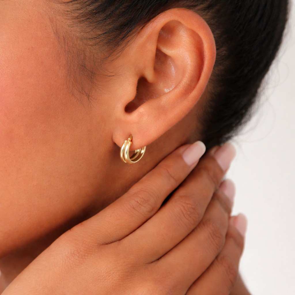 14k Double Row Gold Hoops 18k Real Gold Hinged Bar Hoop Earrings 10k Classic Luxury Minimalist Modern Everyday Wear Delicate Gold Huggies

