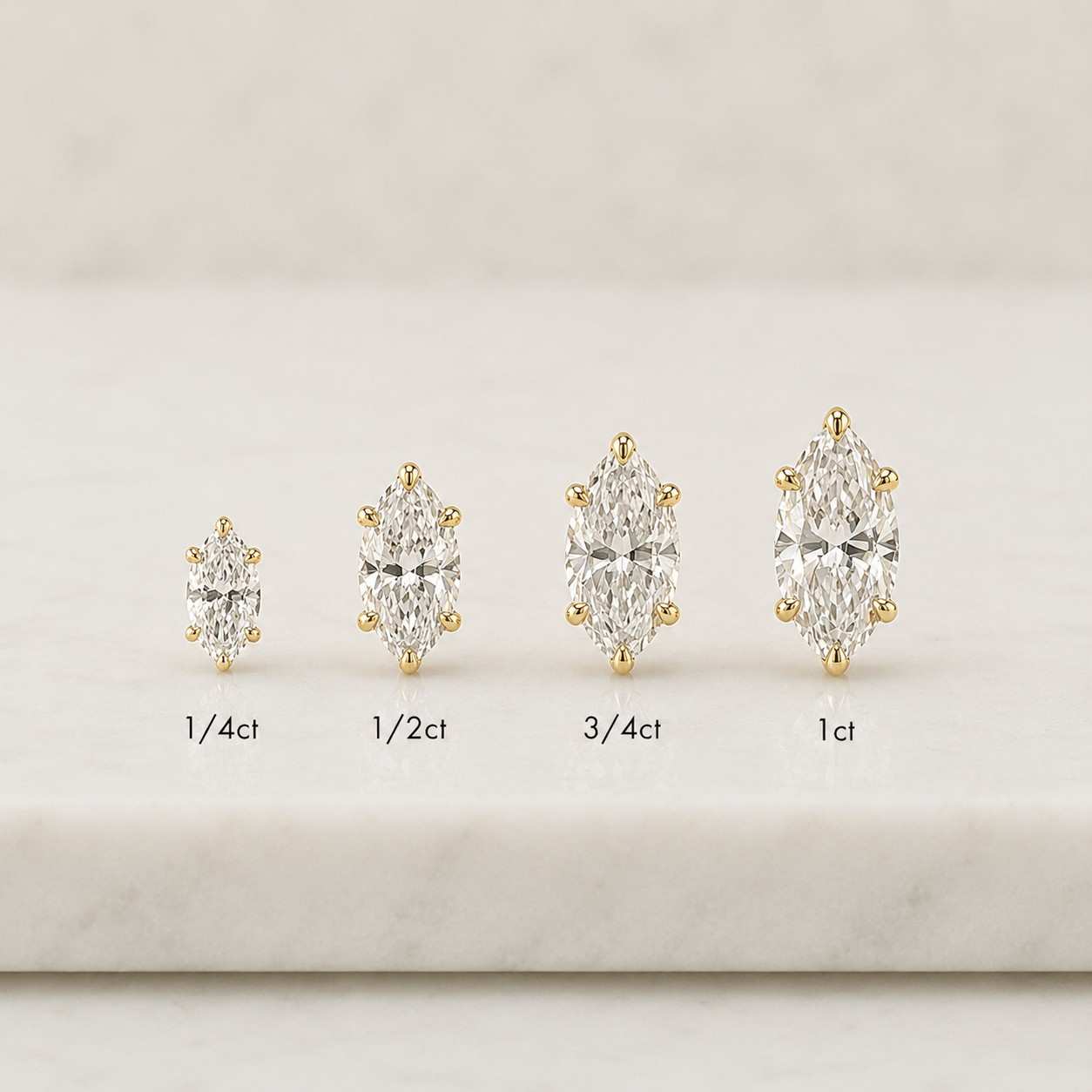Marquise Cut Lab Grown Diamond Stud Earrings | 1 CT Each Prong Set Earrings | Minimalist Gold Diamond Studs | Wedding Bridal Earrings
