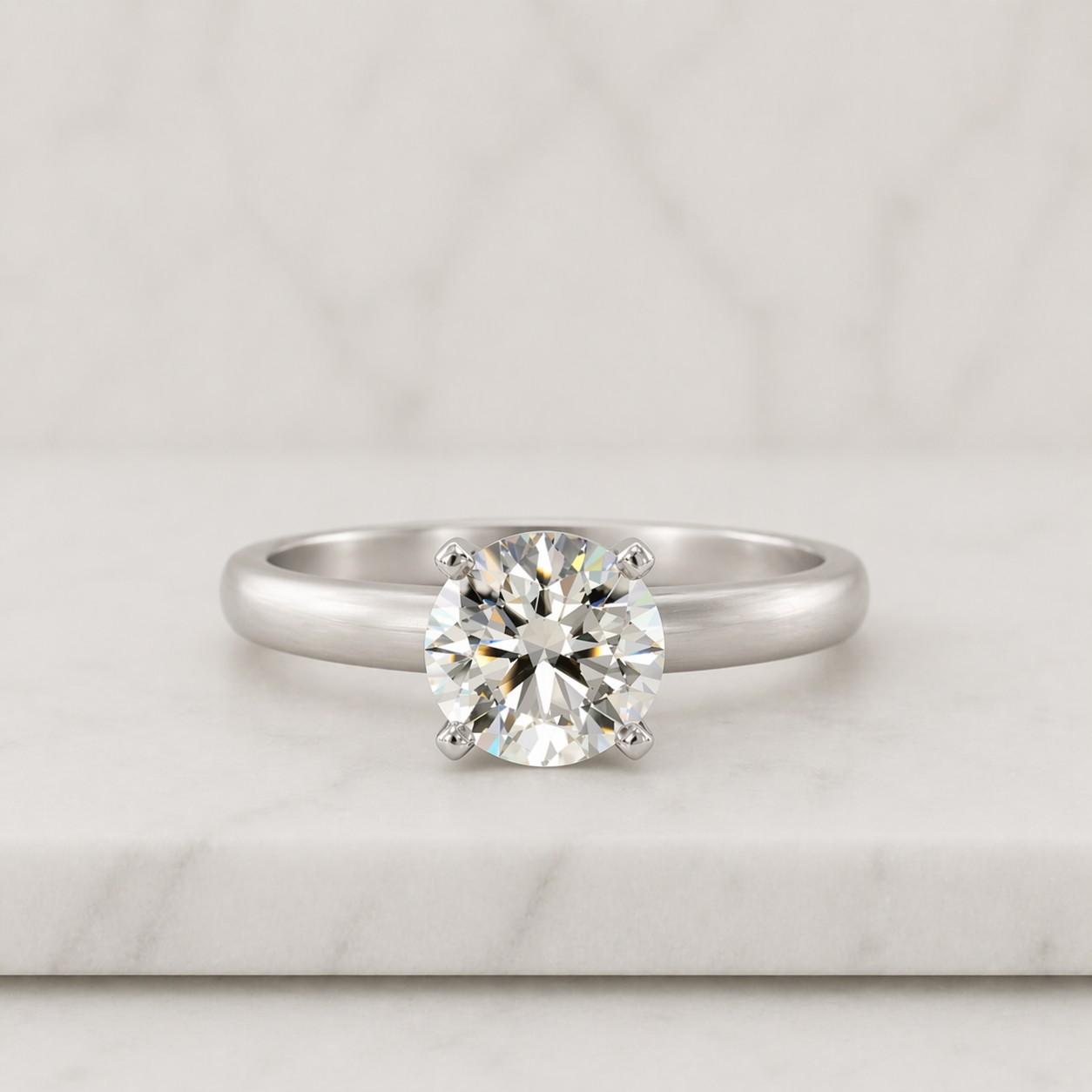 Round Lab Grown Diamond Ring Solitaire Diamond Engagement Ring Round Diamond Wedding Ring for Her Minimalist Anniversary Ring Proposal Ring