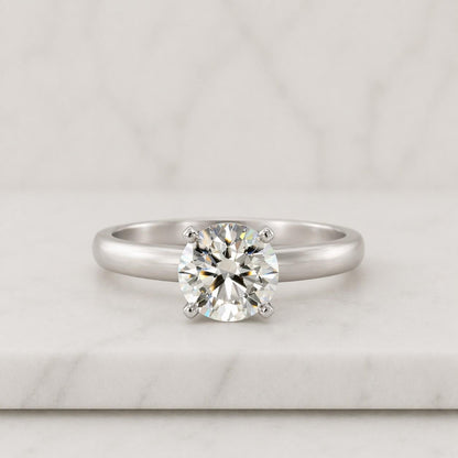 Round Lab Grown Diamond Ring Solitaire Diamond Engagement Ring Round Diamond Wedding Ring for Her Minimalist Anniversary Ring Proposal Ring
