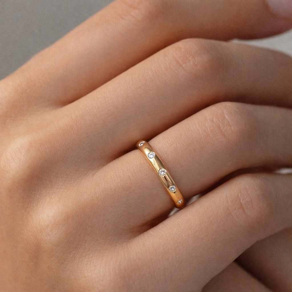 tiny diamond ring small stone ring clean design ring smooth band ring luxury ring handmade ring artisan ring custom ring gift ring fashion ring